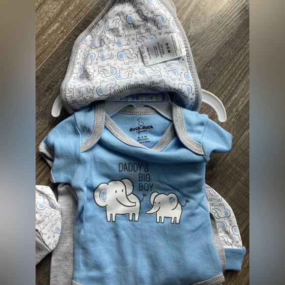 100%Cotton Elephant 0-3 M Blue Baby 7 Piece Set - Picture 12 of 12